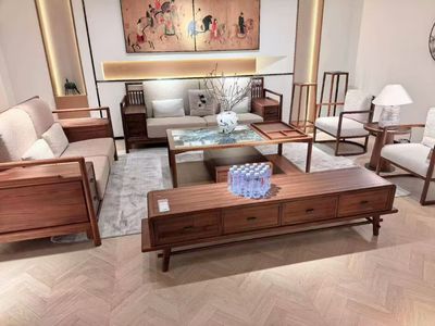 团团圆宋式美学红斑马全实木沙发
